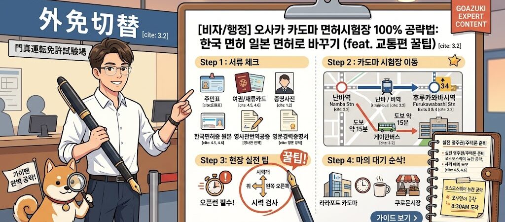 오사카 카도마(門真) 운전면허시험장 100% 공략법: 한국 면허 일본 면허로 바꾸기 (feat. 시간 때우기 꿀팁)